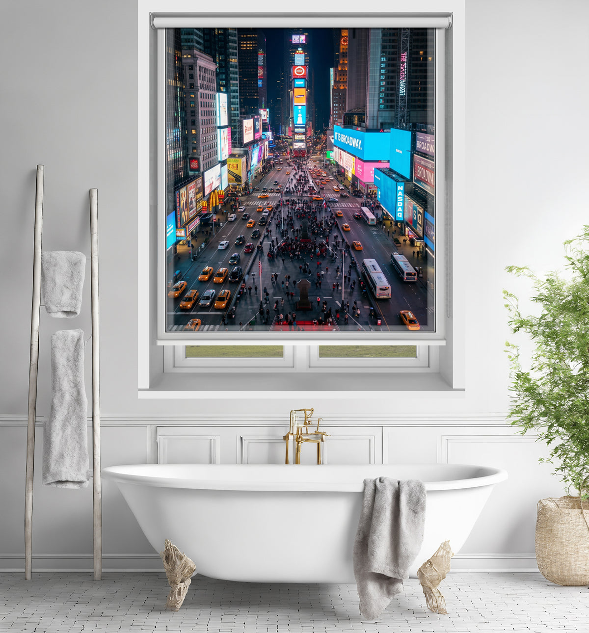 Window View of Times at Night Printed Picture Photo Roller Blind - RB1475