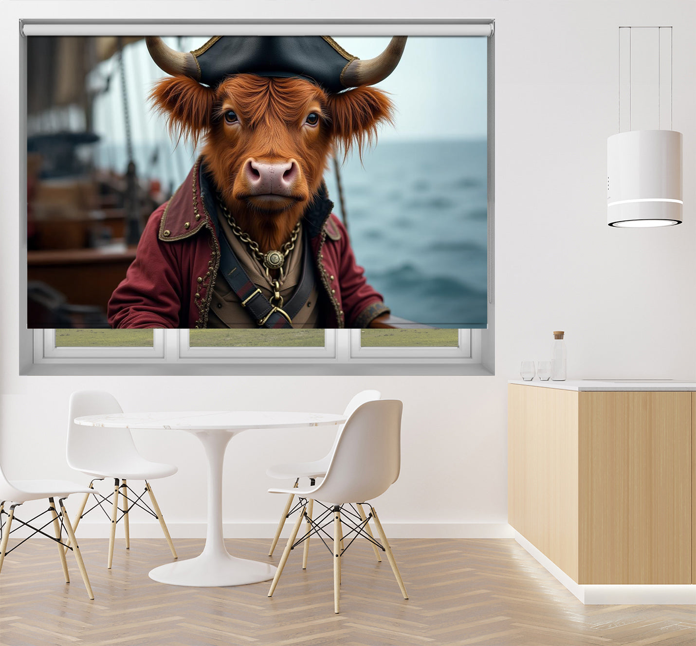 The Highland Cow Pirate Printed Picture Photo Roller Blind - RB1409