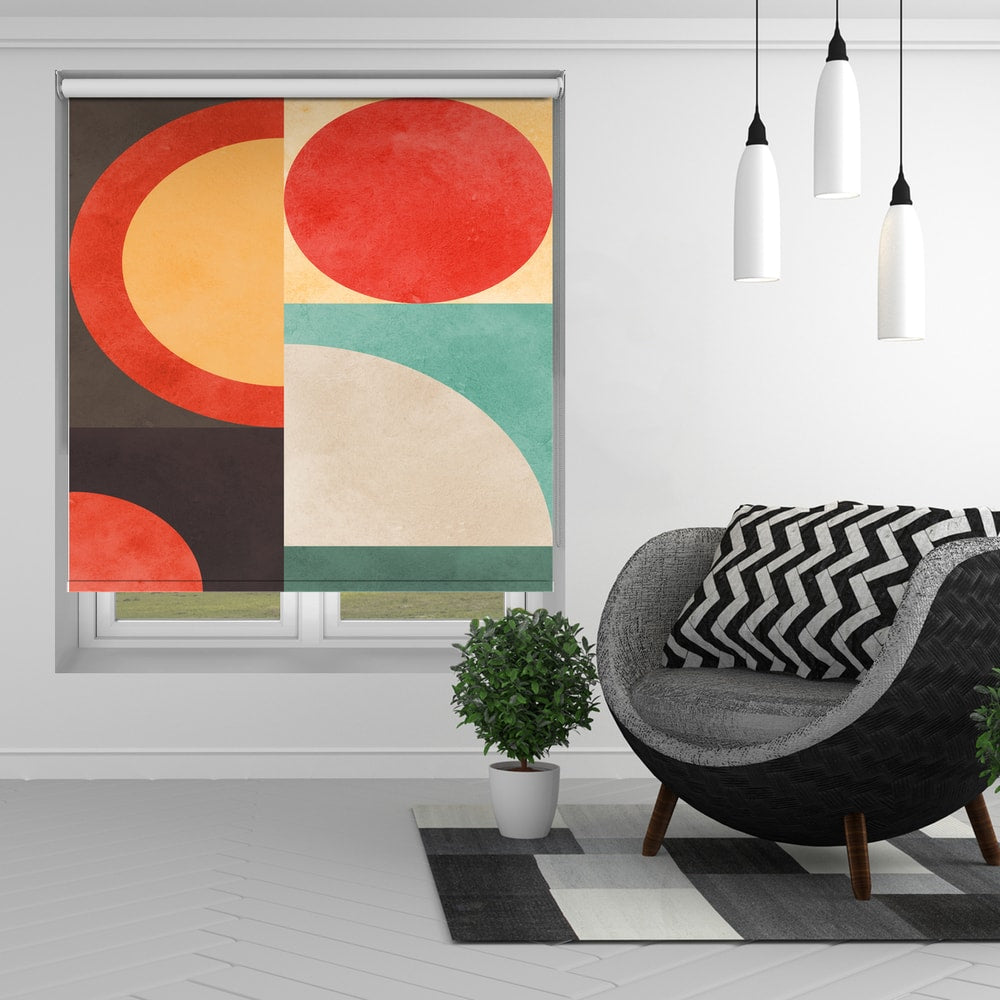 Colorful Geometric Shapes Printed Roller Blind-2889975