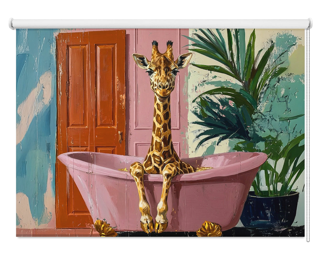Giraffe in the Bathtub Printed Picture Photo Roller Blind - RB1430