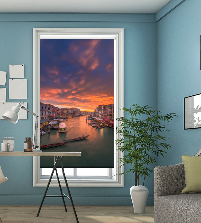 Grand Canal at sunset from the Rialto Bridge in venice Printed Picture Photo Roller Blind - 1X1827027