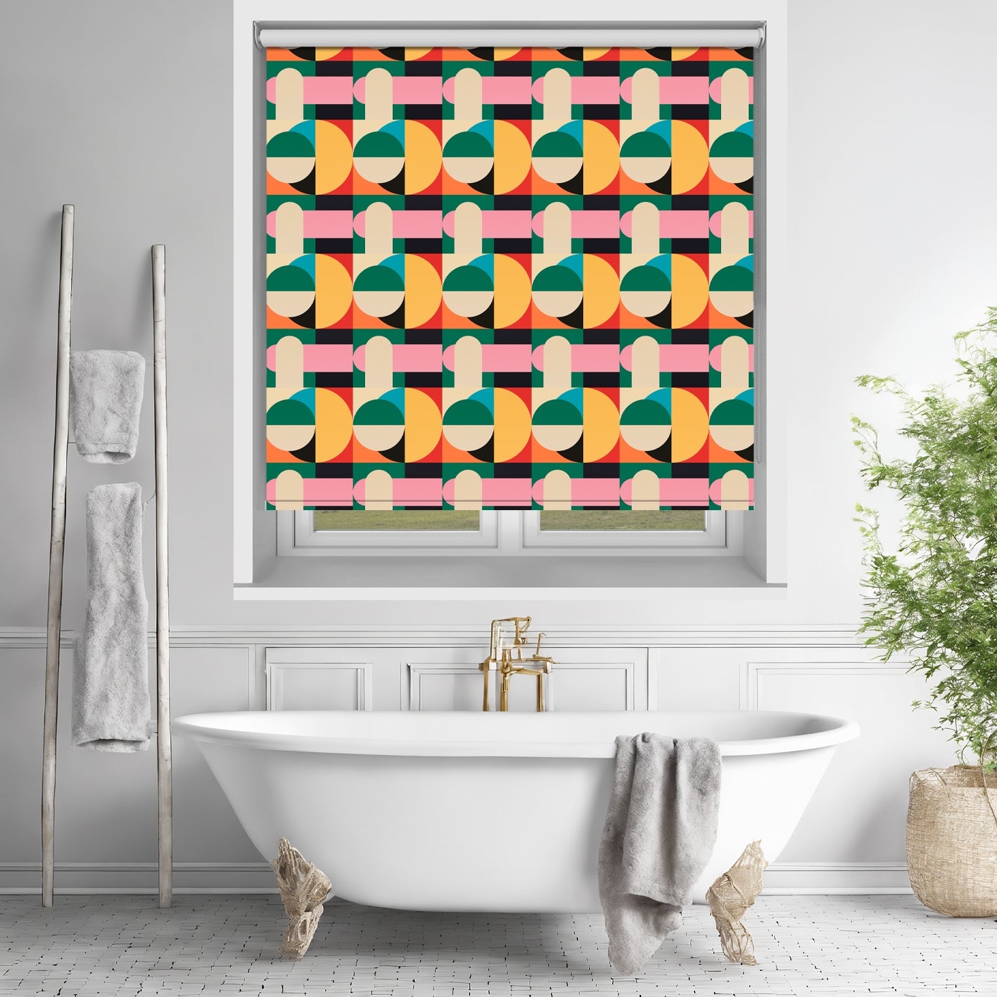 Abstract Bauhaus Geometric Shapes Printed Picture Photo Roller Blind - RB1434