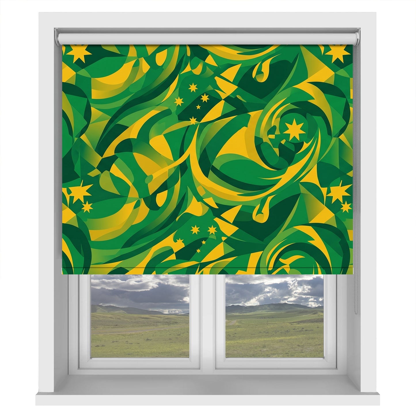Green & Gold Kinetic Abstract Australia Roller Blind Printed Roller Blind - RB1461 🇦🇺