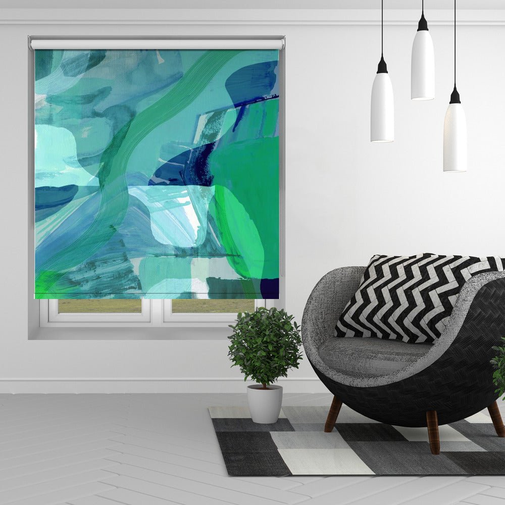 Abstract Aqua Art Printed Picture Photo Roller Blind - 1X2885709 - Art Fever - Art Fever