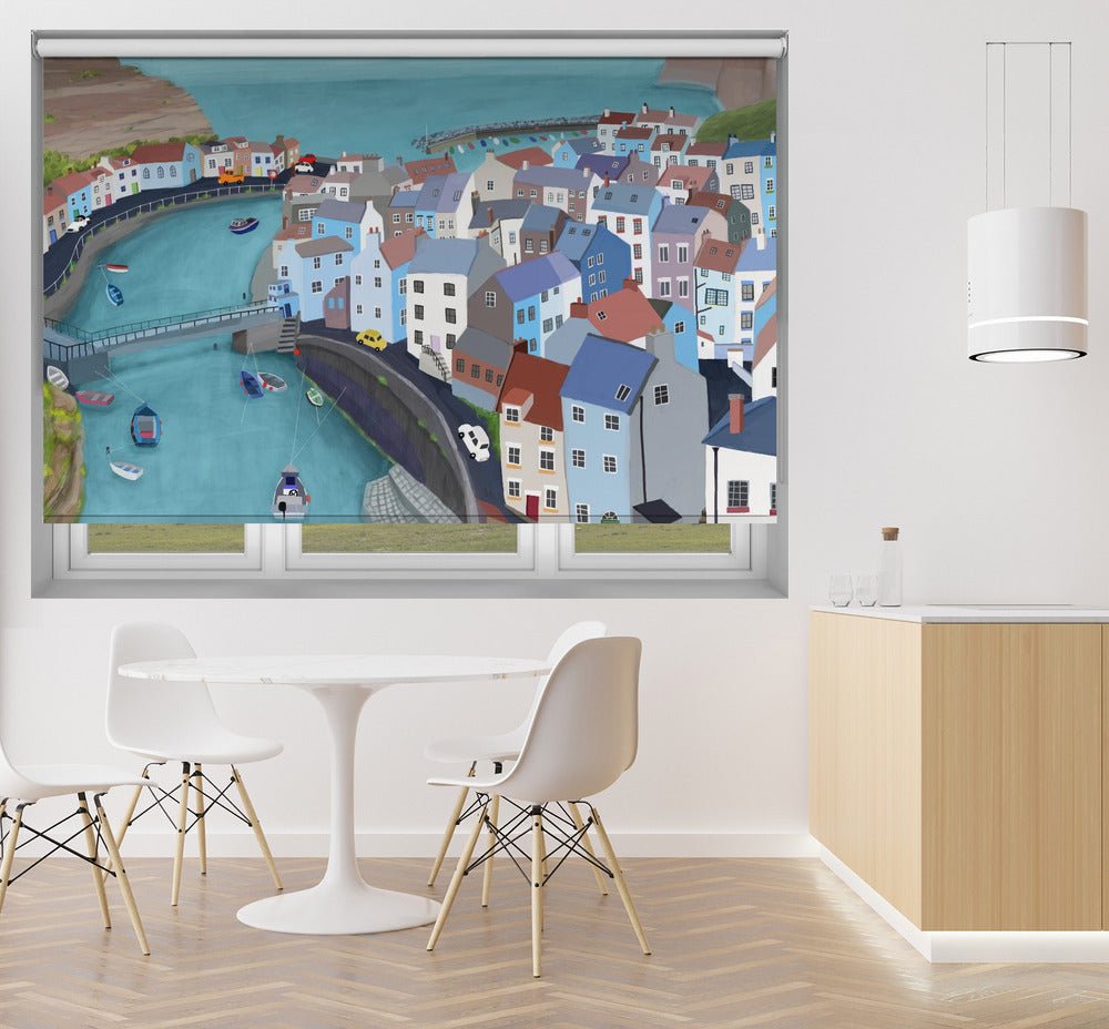 Aerial View of Staithes, United Kingdom by Carla Daly Printed Picture Photo Roller Blind - 1X2898515 - Art Fever - Art Fever