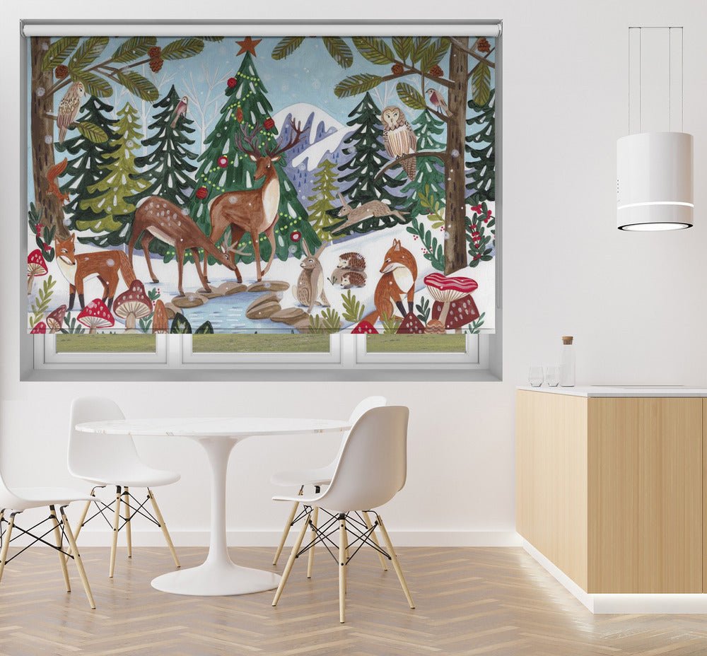 Animal Winter Christmas Scene Printed Picture Photo Roller Blind - 1X2926702 - Art Fever - Art Fever