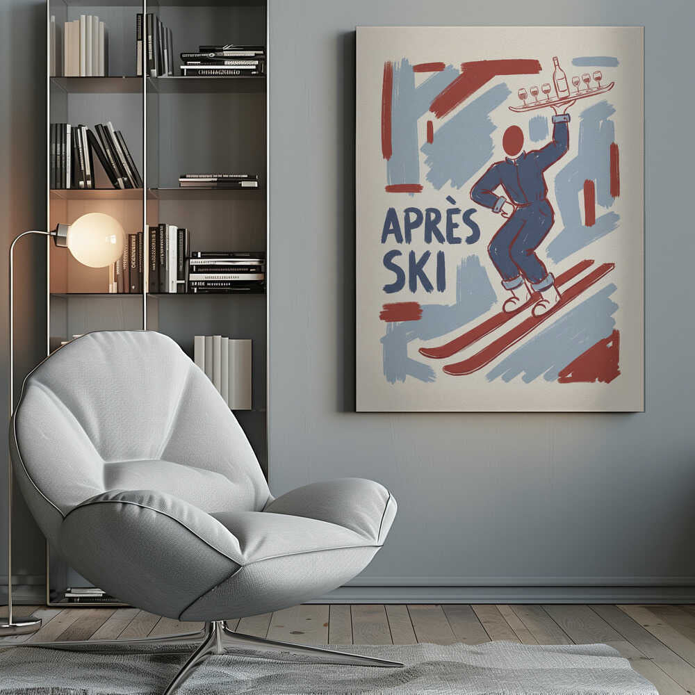 Apres Ski Waiter Canvas Print Wall Art 1X3433514 - ART FEVER - Art Fever