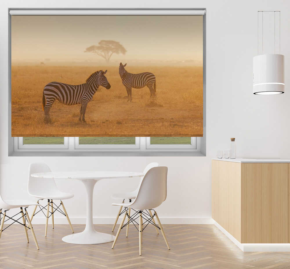 Misty Zebras Golden Light Printed Roller Blind - 1X3191848