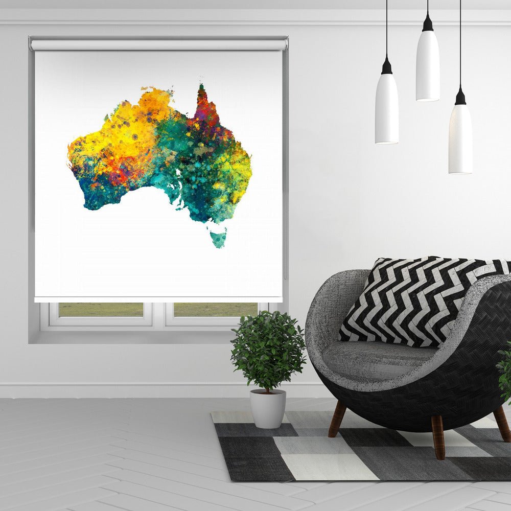 Australia Watercolour Map Printed Picture Photo Roller Blind - 1X2807797 - Art Fever - Art Fever