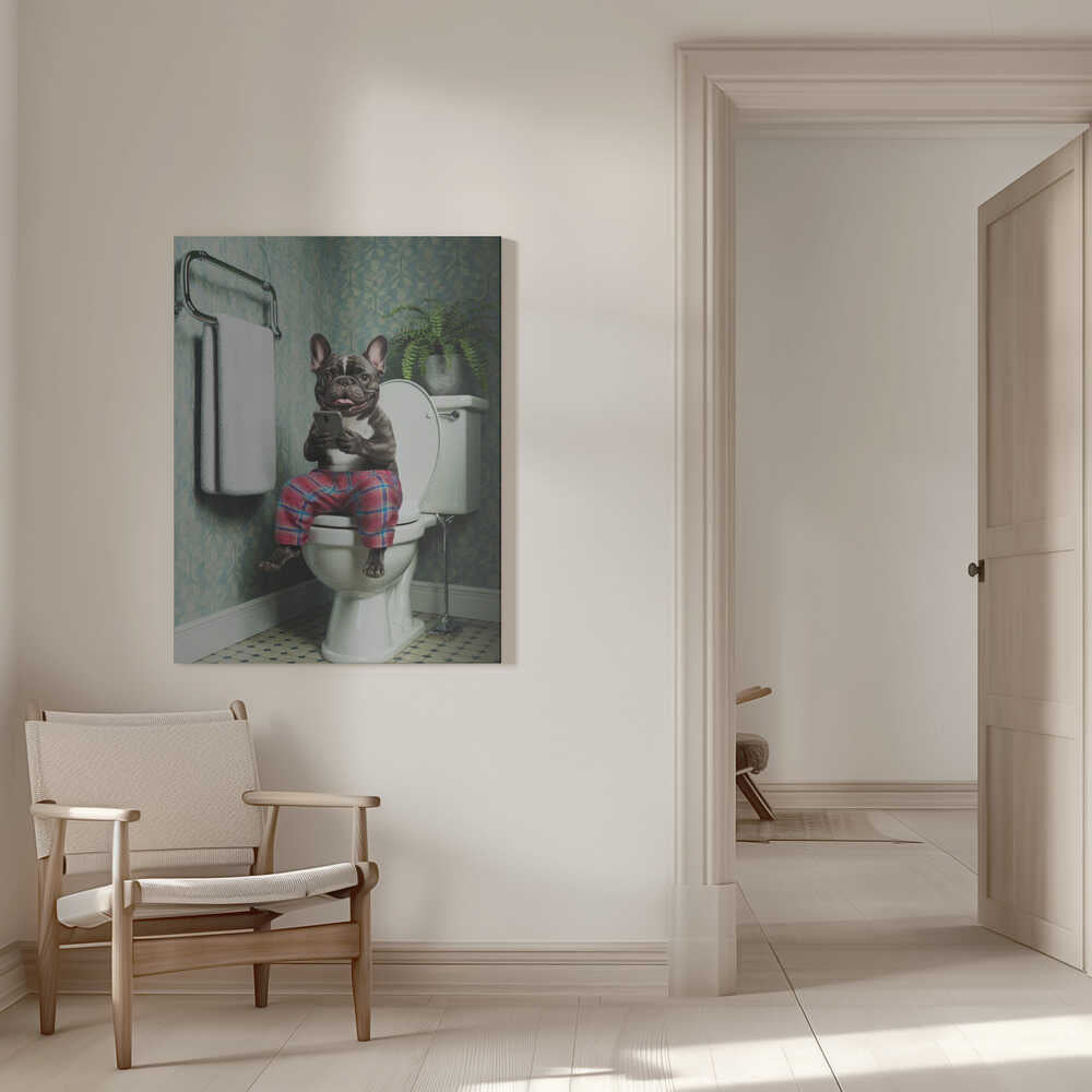 Bathroom French Bulldog Canvas Print Wall Art 1X3222314 - ART FEVER - Art Fever
