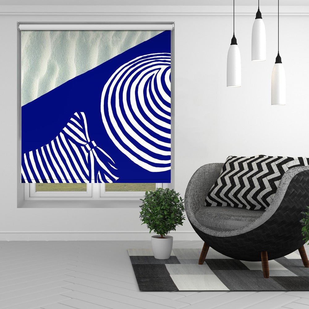 Beach Art, Tanning By The Med Sea Art Print Printed Picture Photo Roller Blind - 1X3030975 - Art Fever - Art Fever