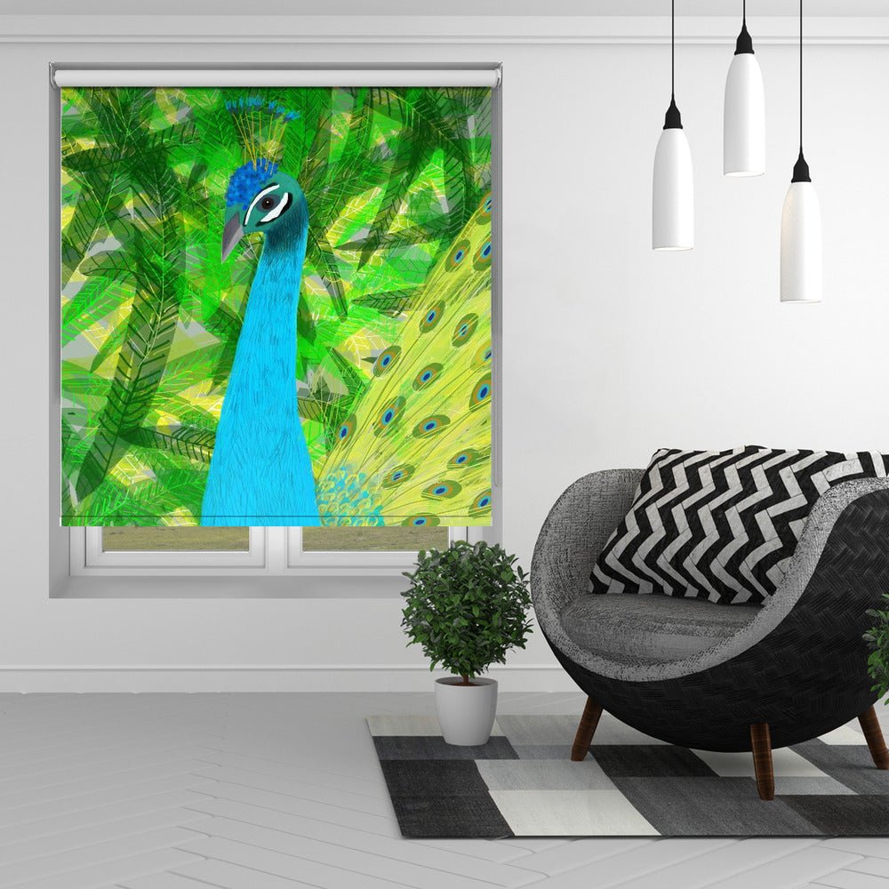 Beautiful Peacock in the Tropical Rainforest by Carla Daly Printed Picture Photo Roller Blind - 1X2920087 - Art Fever - Art Fever