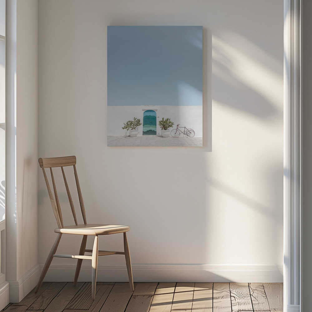 Blue Door Vintage Bike Canvas Print Wall Art 1X2741581 - ART FEVER - Art Fever