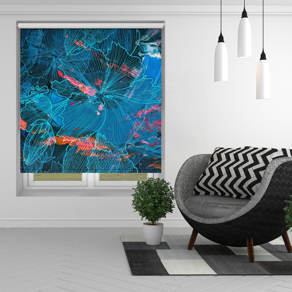 Blue Pattern Abstract Art Printed Picture Photo Roller Blind - 1X2893147 - Art Fever - Art Fever
