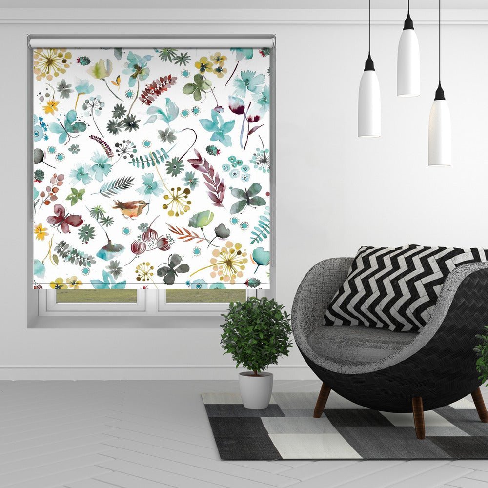 Botanical Butterfly Nature Blue Printed Picture Photo Roller Blind - 1X2858224 - Art Fever - Art Fever