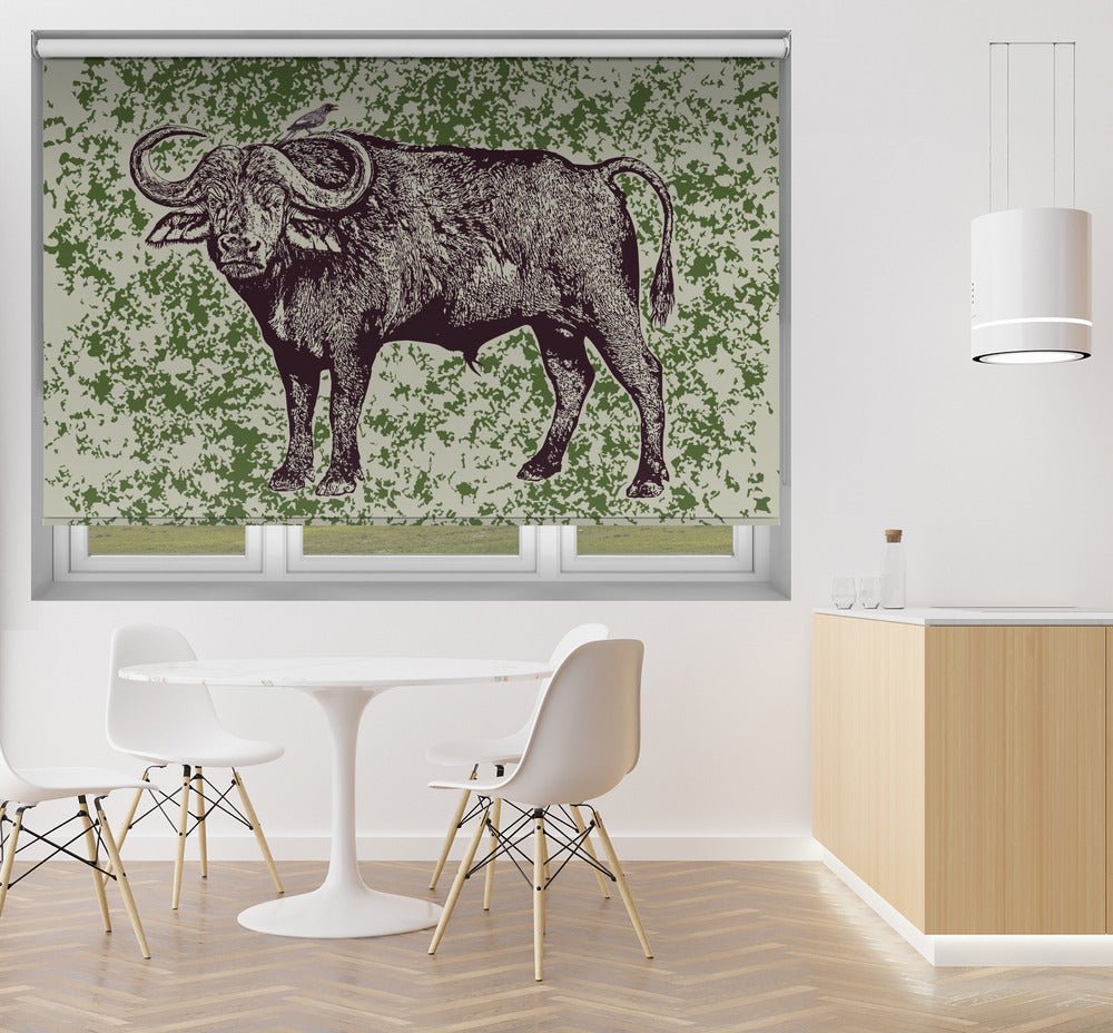 Cape Buffalo and Oxpecker Printed Picture Photo Roller Blind - 1X2575045 - Art Fever - Art Fever