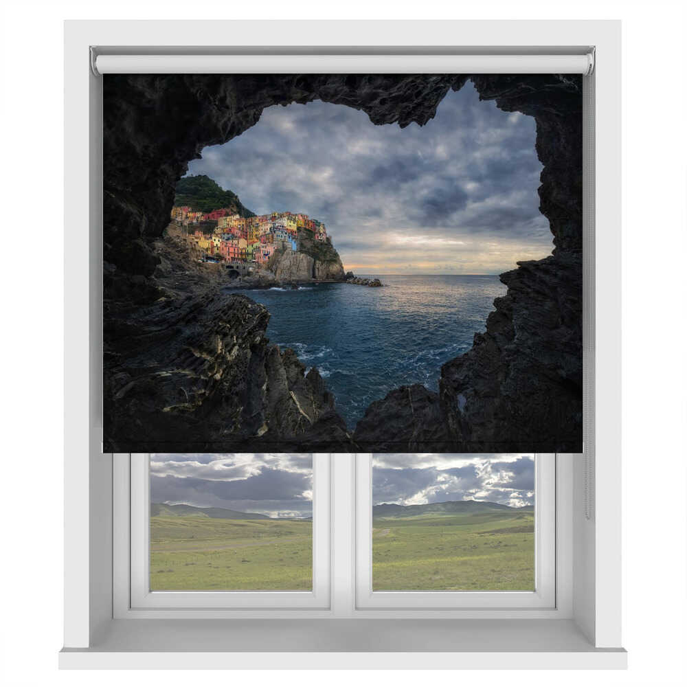 Cinque Terre Manarola Italy Cave View Printed Roller Blind - 1X1652000 - Art Fever - Art Fever
