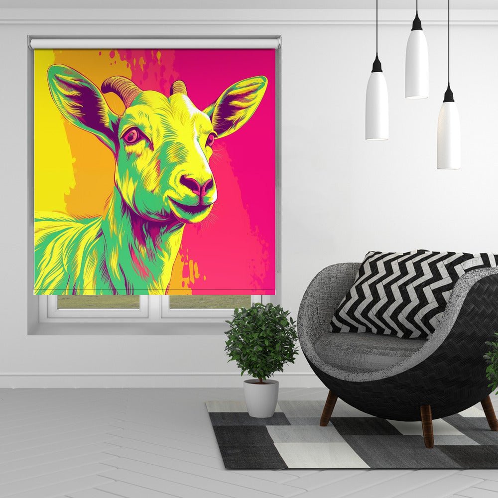 Colourful Neon Goat Printed Picture Photo Roller Blind - 1X3081733 - Art Fever - Art Fever