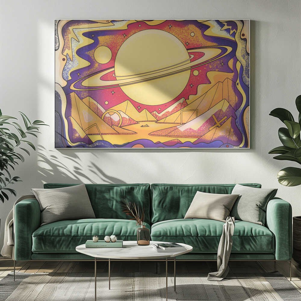 Cosmic Landscape With Giant Rings Canvas Print Wall Art 1X3127830 - ART FEVER - Art Fever