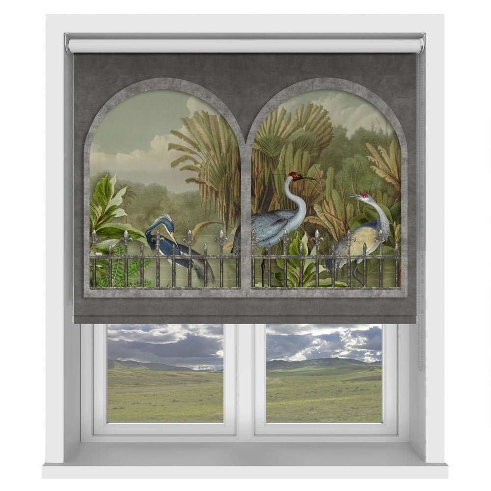 Cranes Through the Window Printed Picture Photo Roller Blind - 1X2527849 - Art Fever - Art Fever