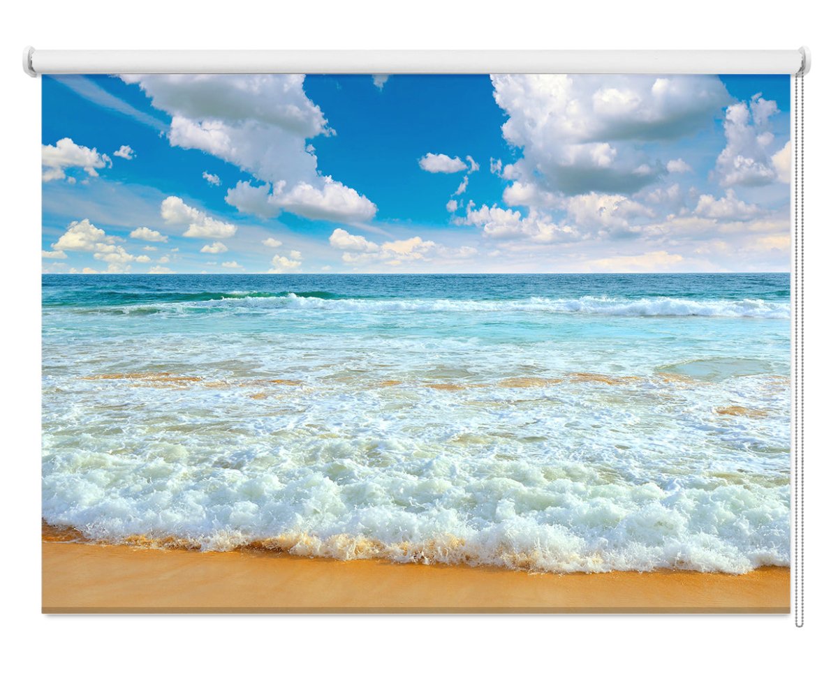 Crashing Sea Waves on Golden Sands Printed Picture Photo Roller Blind - RB633 - Art Fever - Art Fever