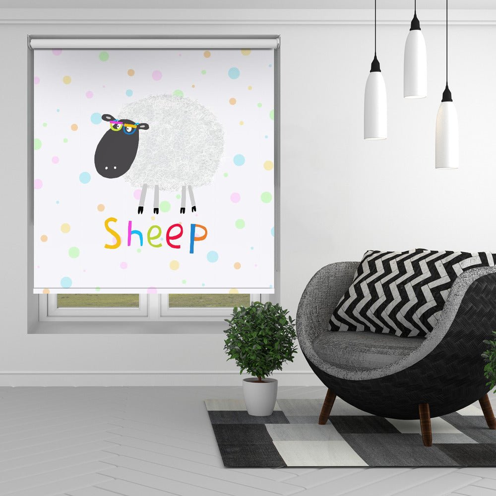 Cute Fluffy Sheep Wearing Colourful Glasses by Artist Carla Daly Printed Picture Photo Roller Blind - 1X2898647 - Art Fever - Art Fever
