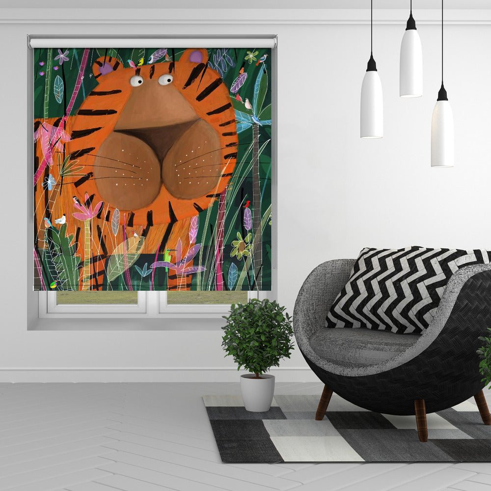 Cute Tiger Peeking Out of the Jungle by Artist Carla Daly Printed Picture Photo Roller Blind - 1X2893056 - Art Fever - Art Fever