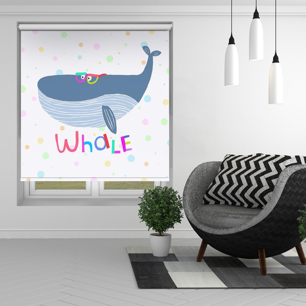 Cute Whale Wearing Colourful Glasses by Illustrator Carla Daly Printed Picture Photo Roller Blind - 1X2898645 - Art Fever - Art Fever