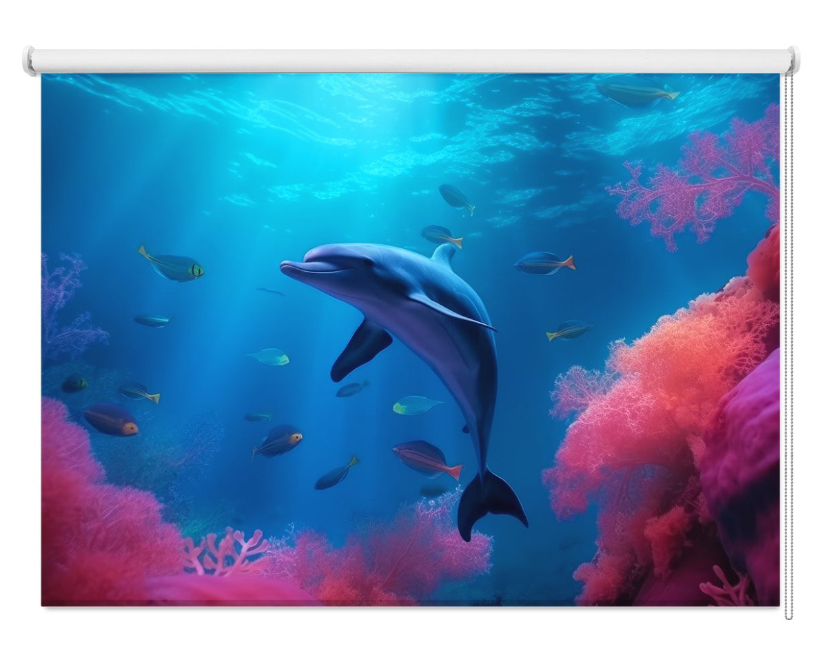 Deep Sea Dolphin Printed Picture Photo Roller Blind - RB1326 - Art Fever - Art Fever