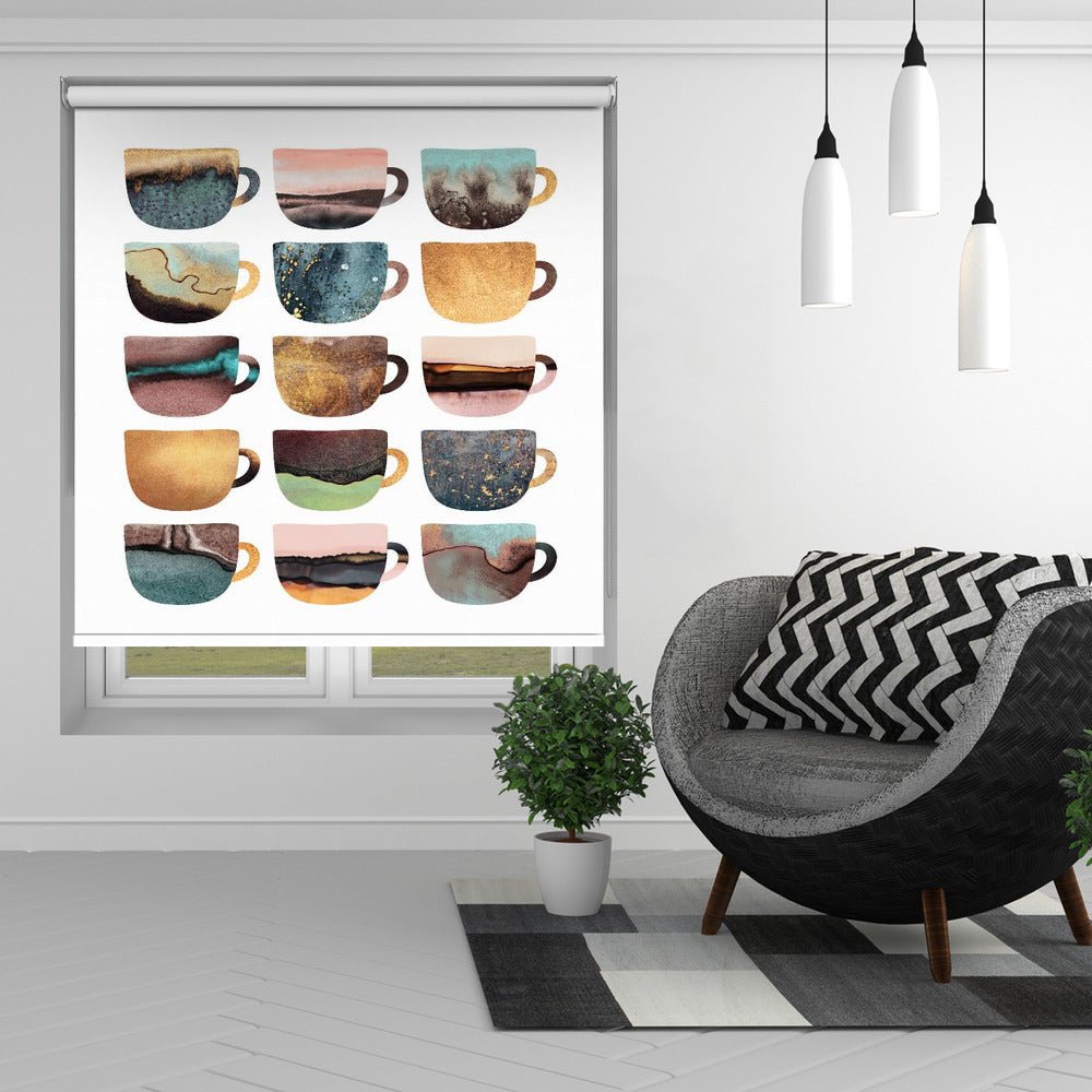 Earthy Coffee Cups Printed Picture Photo Roller Blind - 1X2231932 - Art Fever - Art Fever
