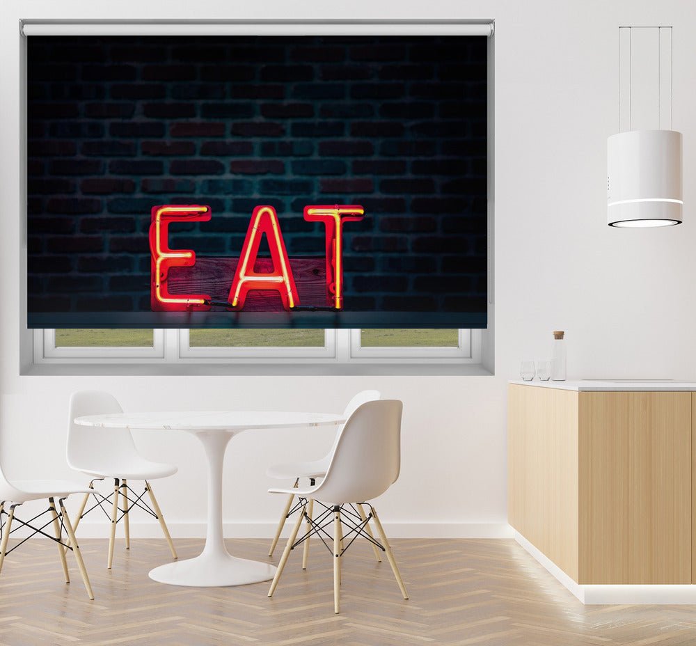 Eat in Neon Printed Picture Photo Roller Blind - 1X2226250 - Art Fever - Art Fever