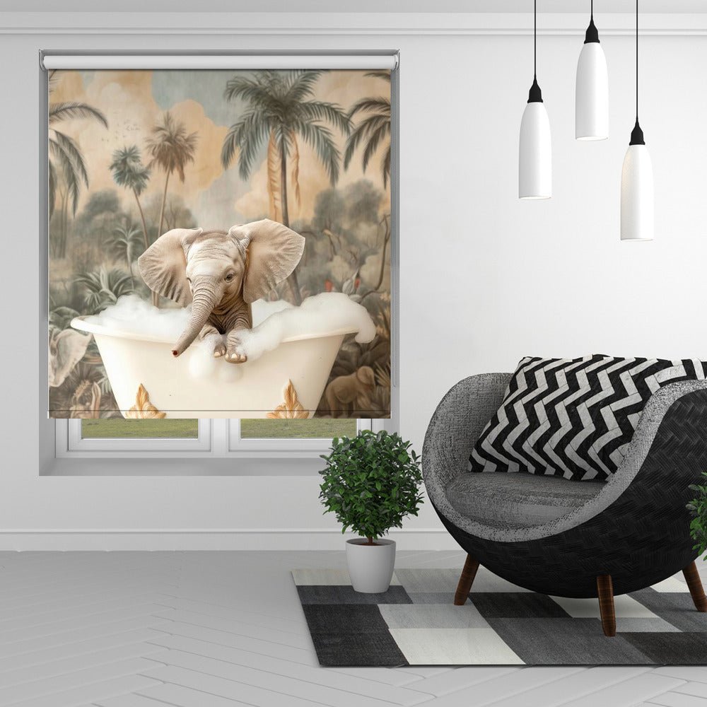 Elephant Bubble Delight Printed Picture Photo Roller Blind - 1X3062986 - Art Fever - Art Fever