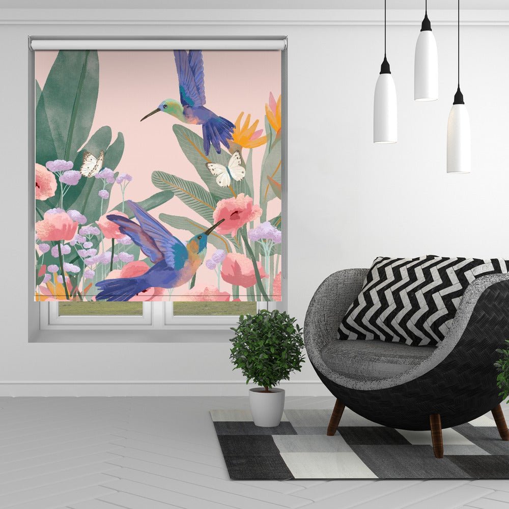 Floral Hummingbirds Illustration Printed Picture Photo Roller Blind - 1X2544213 - Art Fever - Art Fever