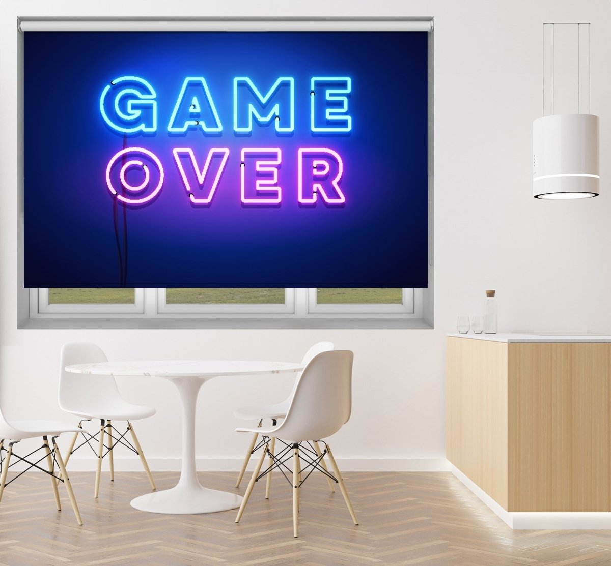 Game Over Neon Sign Printed Picture Photo Roller Blind - RB1365 - Art Fever - Art Fever