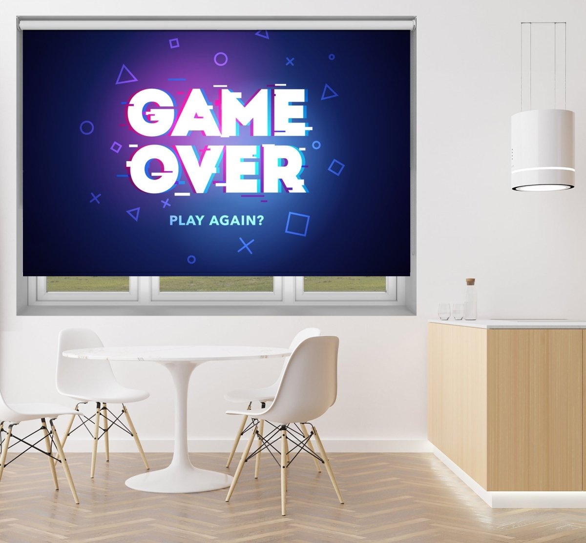Game Over Play Again Cyber Gaming Printed Picture Photo Roller Blind - RB1366 - Art Fever - Art Fever