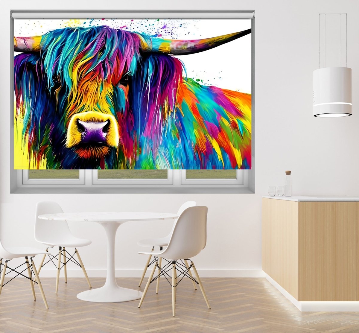 Highland Cow Colour Burst Printed Picture Photo Roller Blind - RB1370 - Art Fever - Art Fever