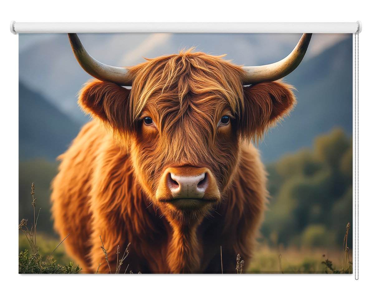 Highland Cow Digital Art Printed Picture Photo Roller Blind - RB1352 - Art Fever - Art Fever