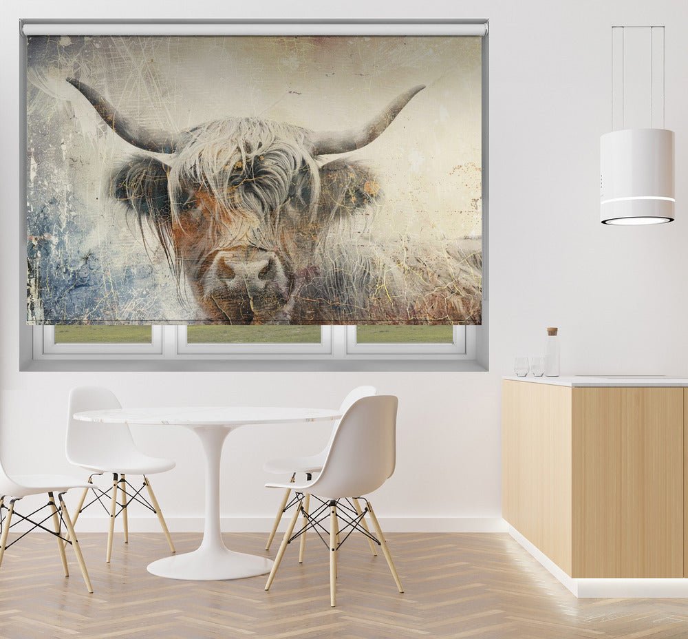 Highland Cow Illustration Printed Picture Photo Roller Blind - 1X2779110 - Art Fever - Art Fever