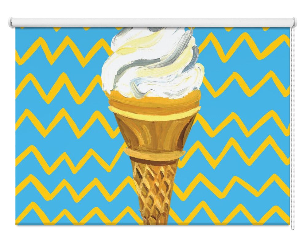 Ice Cream Blue Printed Picture Photo Roller Blind - 1X2497547 - Art Fever - Art Fever
