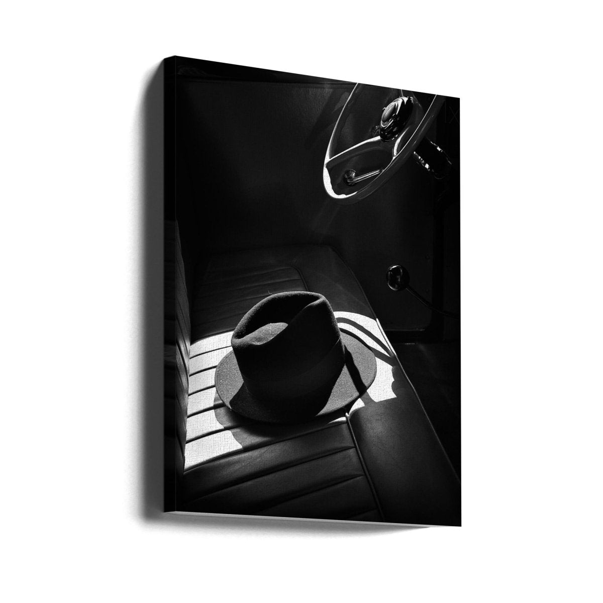 In the Sun Classic Vintage Car Black & White Canvas Print Picture Wall Art - 1X35417 - Art Fever - Art Fever