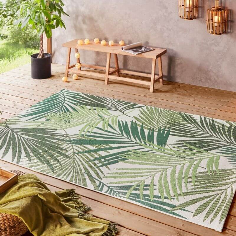 Indoor Outdoor Vai Green Rug – Floral Design - The Rugs - Art Fever