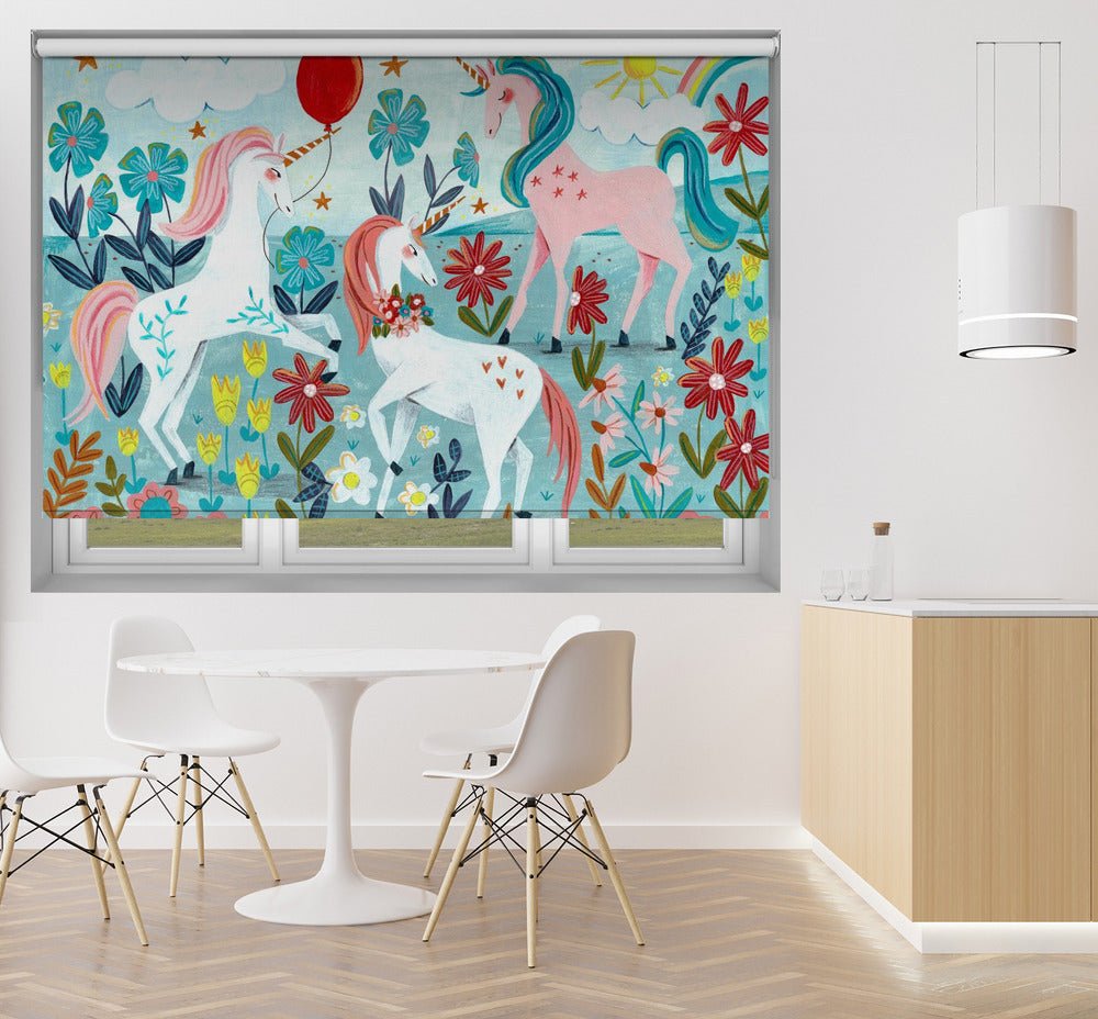 Kids Unicorns Illustration Printed Picture Photo Roller Blind - 1X2664483 - Art Fever - Art Fever