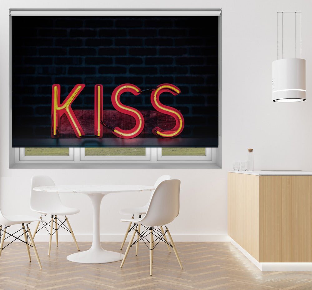 Kiss in Neon Printed Picture Photo Roller Blind - 1X2226249 - Art Fever - Art Fever