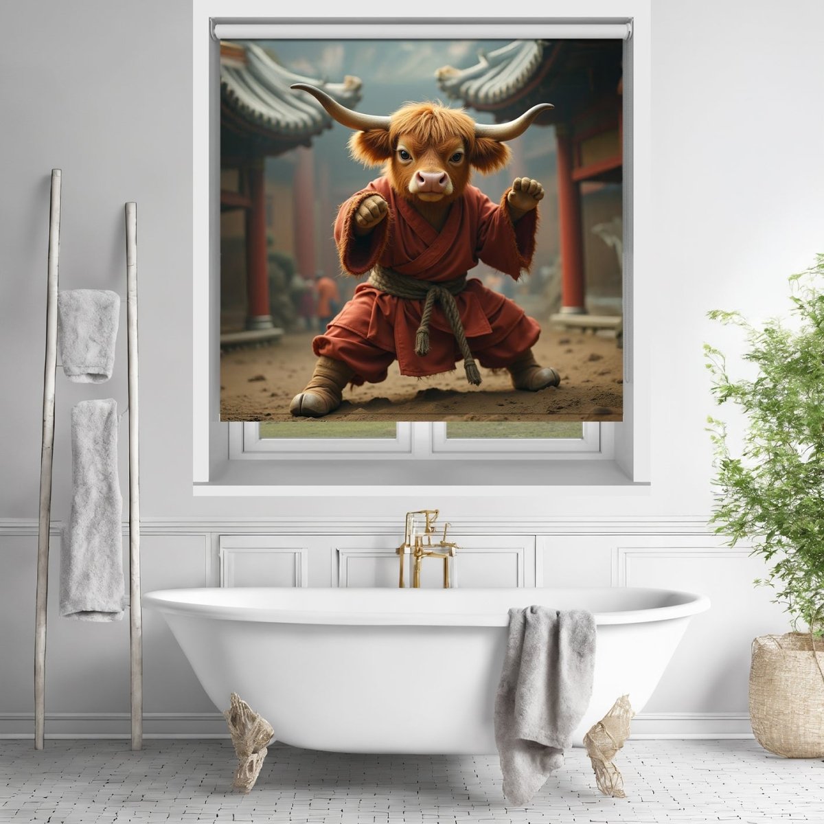 Kung Fu Cow Printed Picture Photo Roller Blind - RB1407 - Art Fever - Art Fever