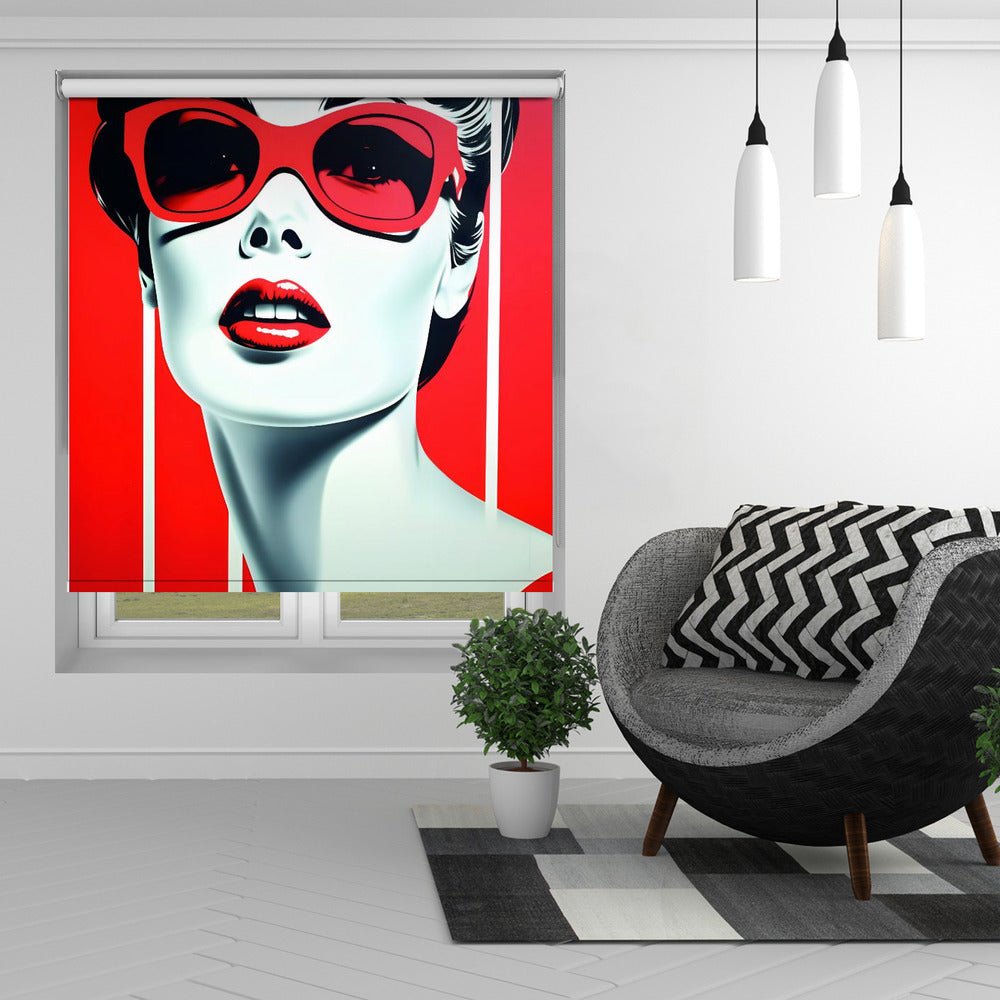 Lady In Red Printed Picture Photo Roller Blind - 1X2720586 - Art Fever - Art Fever