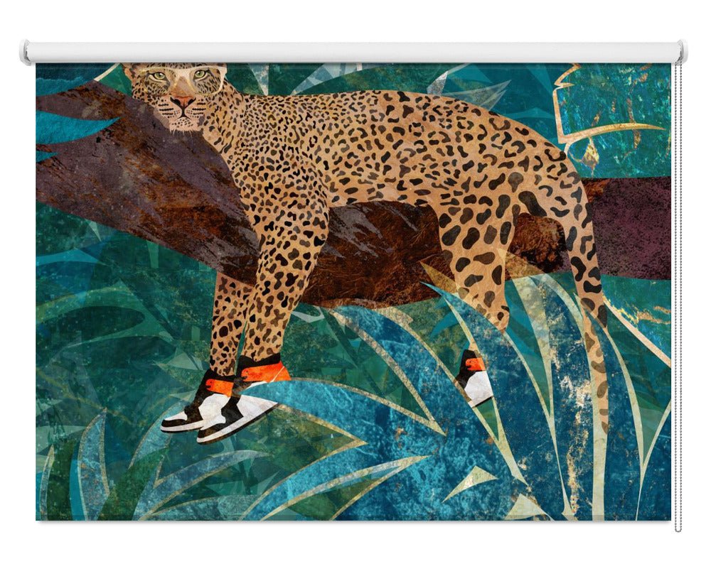 Leopard wearing sneakers in jungle Printed Picture Photo Roller Blind - 1X2606565 - Pictufy - Art Fever