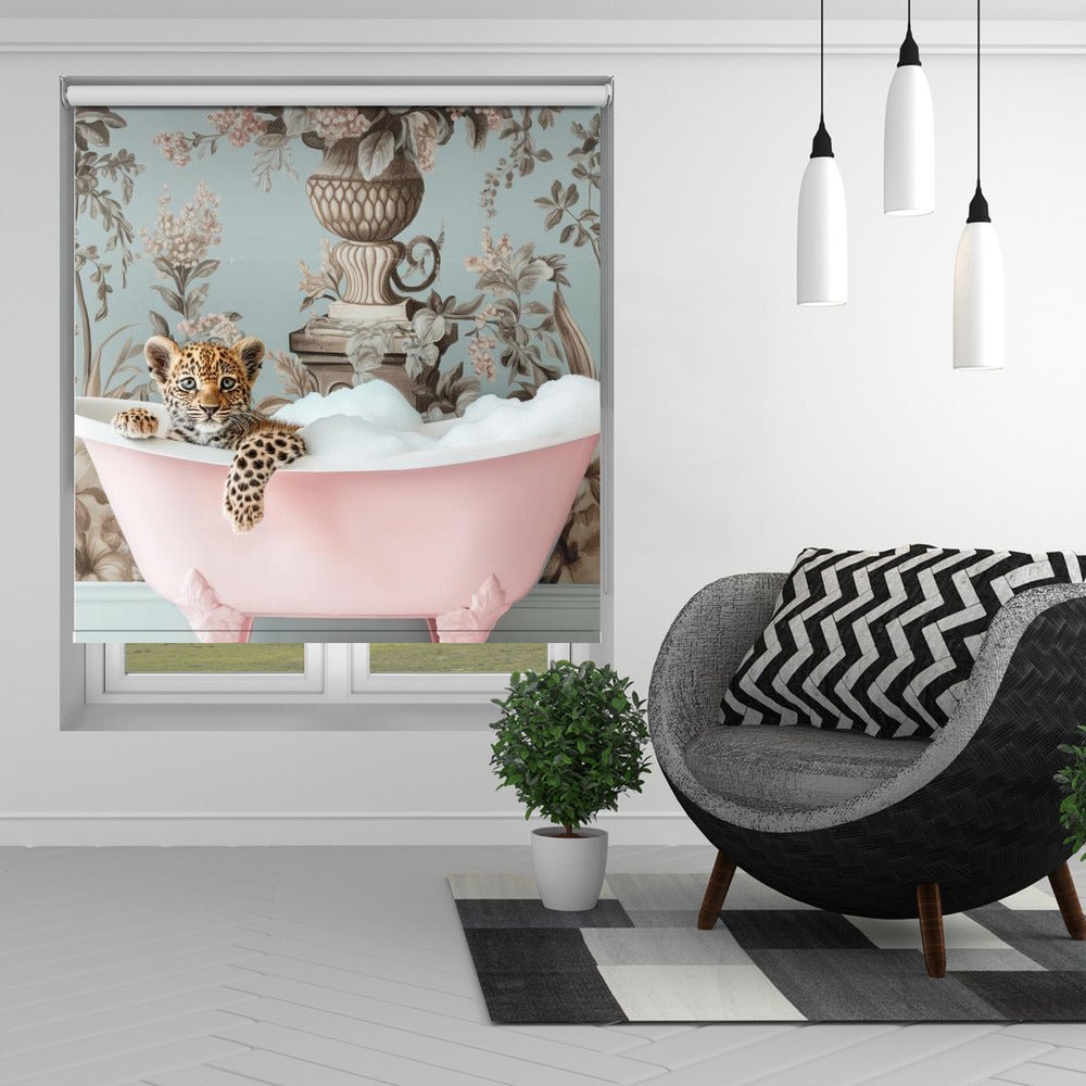Leopard’s Pink Bubble Bath Printed Picture Photo Roller Blind - 1X3062989 - Art Fever - Art Fever