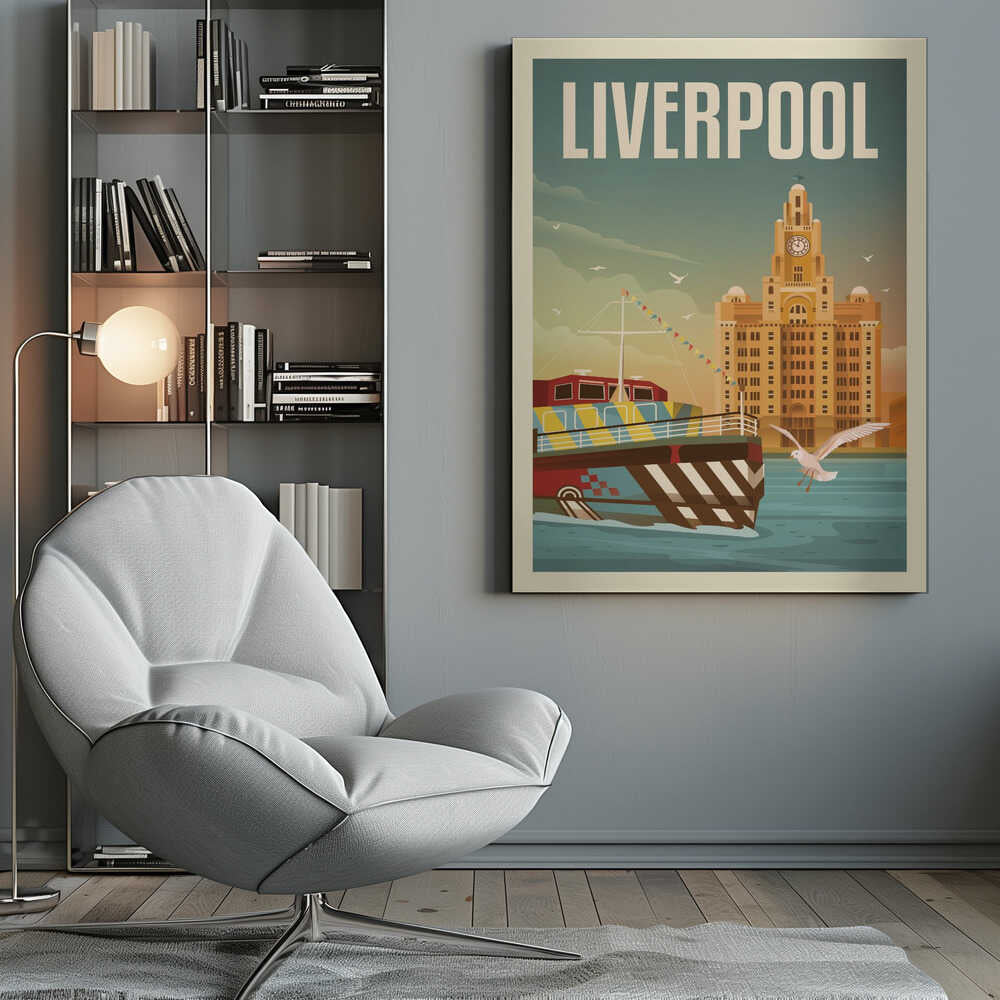 Liverpool Liver Building Travel Print Canvas Print Wall Art 1X2666101 - ART FEVER - Art Fever