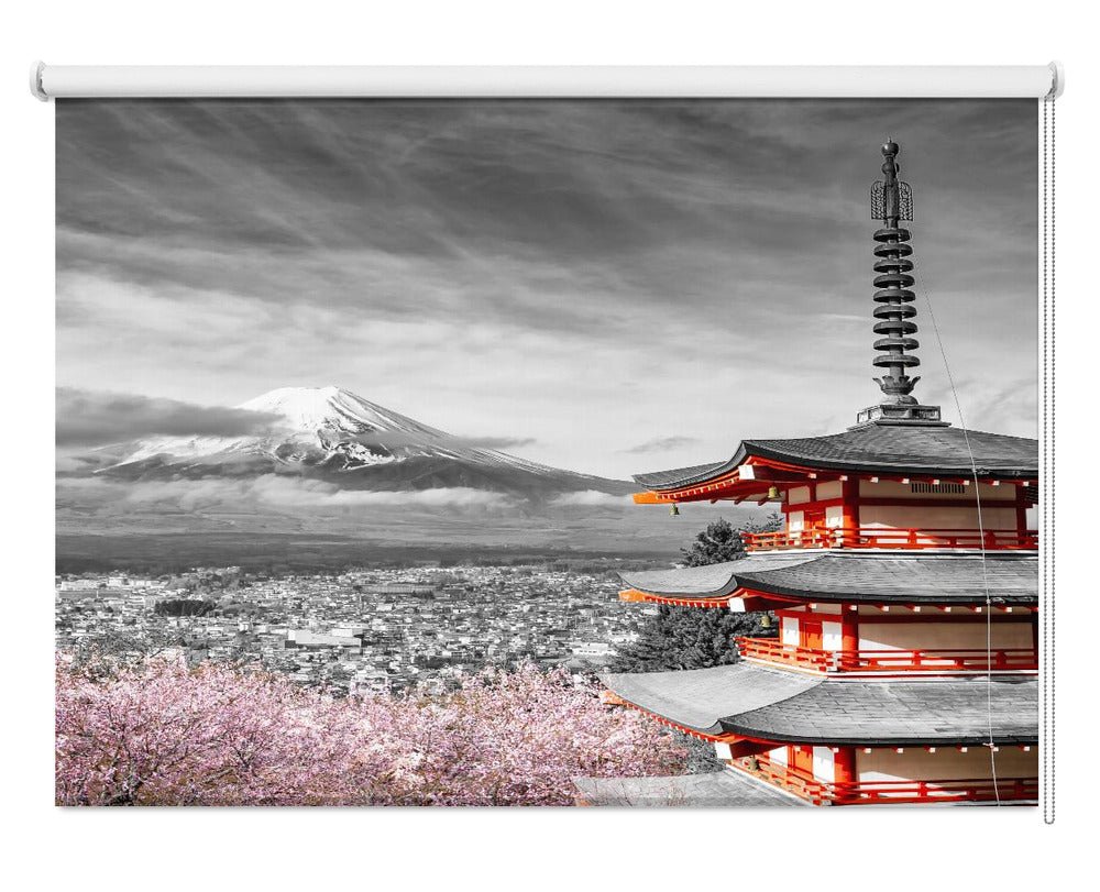Lovely view of Mount Fuji with Chureito Pagoda during cherry blossom Printed Picture Photo Roller Blind - 1X2868577 - Art Fever - Art Fever