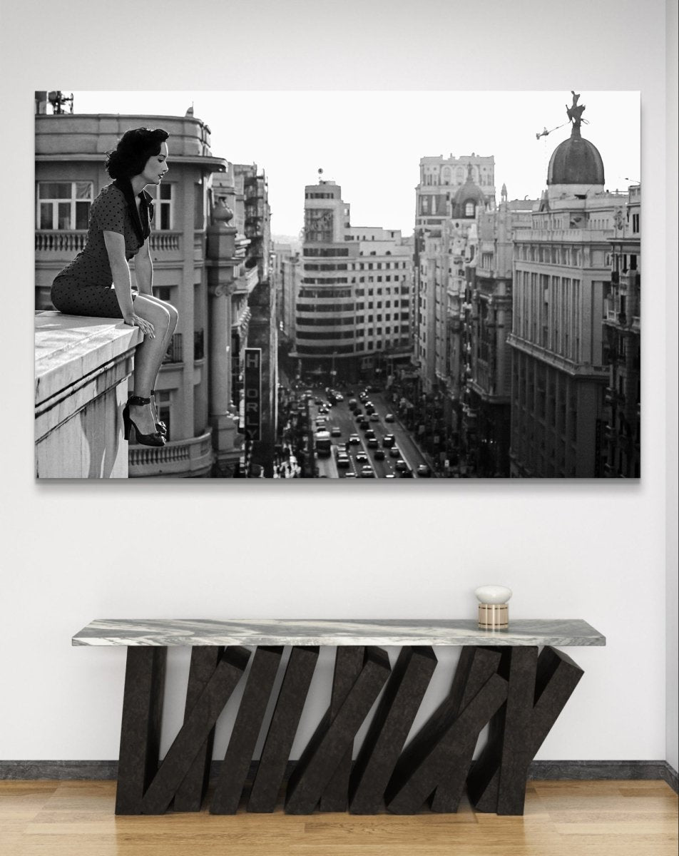 Mad Madrid Black & White Vintage Canvas Print Picture Wall Art - 1X98011 - Art Fever - Art Fever